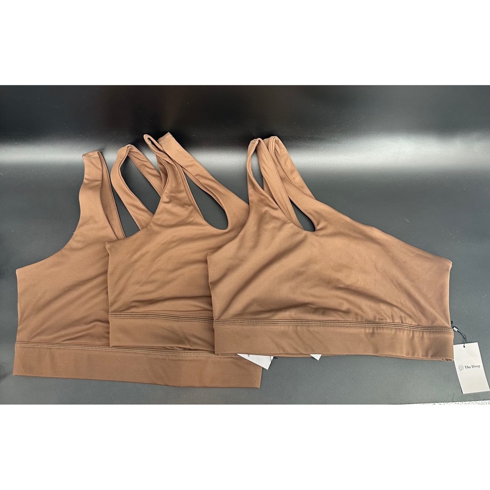 (3) The Drop Women's Kelsey One-Shoulder Stretch Cutout Sports‎ Bra Sz L